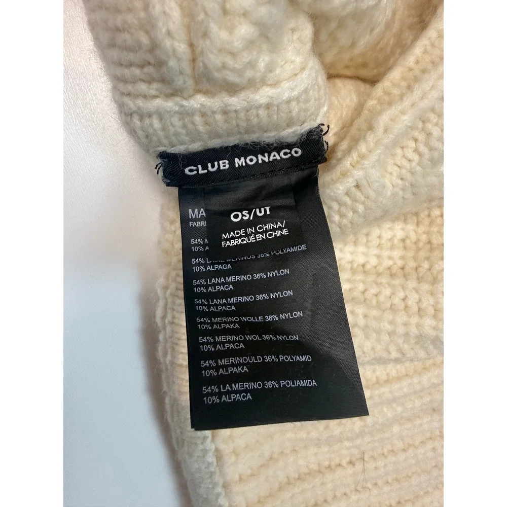 Club Monaco‎ Cream Cable Knit Wool Alpaca Blend Scarf OS UT